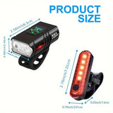 1 pack of bicycle lights | front and rear lights, 4 modes, USB charging, super bright LED night riding lights, handlebar mount, not waterproof, suitable for road/mountain bikes - Close-Up Angle