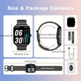 Smartwatch, men's and women's, 4.95cm fitness tracker, supports answering/making calls, wireless/睡Sleep tracking / 50 exercise modes, fitness watch, holiday gift, Valentine's Day gift - Low Angle