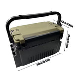 Double-layer multi-function outdoor storage fishing box, can be used as a stool, convenient storage of various fishing lines, bait, live fish. - Side View