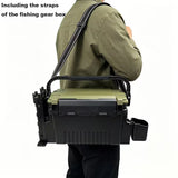 Double-layer multi-function outdoor storage fishing box, can be used as a stool, convenient storage of various fishing lines, bait, live fish. - Low Angle