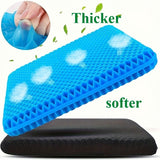 Ultra-large gel honeycomb cushion - Thick, soft, breathable, slip-resistant cooling pad, suitable for wheelchairs, offices - reduces sweating and pressure pain, all-season, lightweight, adjustable, comfortable all year round | breathable - Rear View
