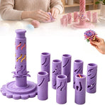Clay-Free Version 3D Promted Flower Modular Clay Bloom Maker with 9 Shaping Sleeves Reusable Press Mold,Effortlessly make unique layered clay flowers for beginners and DIY lovers - Purple
