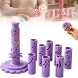 With 24 colors of modeling clay 3D Promted Flower Modular Clay Bloom Maker with 9 Shaping Sleeves Reusable Press Mold,Effortlessly make unique layered clay flowers for beginners and DIY lovers - Purple