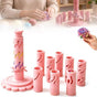 Clay-Free Version 3D Promted Flower Modular Clay Bloom Maker with 9 Shaping Sleeves Reusable Press Mold,Effortlessly make unique layered clay flowers for beginners and DIY lovers - Pink