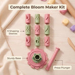 Clay-Free Version 3D Promted Flower Modular Clay Bloom Maker with 9 Shaping Sleeves Reusable Press Mold,Effortlessly make unique layered clay flowers for beginners and DIY lovers - Pink