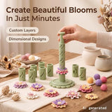 With 12 colors of modeling clay 3D Promted Flower Modular Clay Bloom Maker with 9 Shaping Sleeves Reusable Press Mold,Effortlessly make unique layered clay flowers for beginners and DIY lovers - Pink