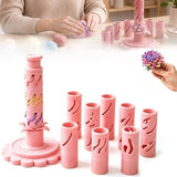 With 24 colors of modeling clay 3D Promted Flower Modular Clay Bloom Maker with 9 Shaping Sleeves Reusable Press Mold,Effortlessly make unique layered clay flowers for beginners and DIY lovers - Pink