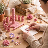 With 24 colors of modeling clay 3D Promted Flower Modular Clay Bloom Maker with 9 Shaping Sleeves Reusable Press Mold,Effortlessly make unique layered clay flowers for beginners and DIY lovers - Green - 45-Degree Angle