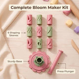 With 24 colors of modeling clay 3D Promted Flower Modular Clay Bloom Maker with 9 Shaping Sleeves Reusable Press Mold,Effortlessly make unique layered clay flowers for beginners and DIY lovers - Green