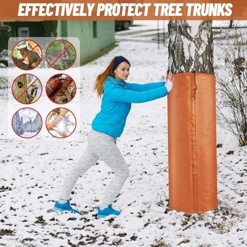 100*20*20cm Palm Tree Root Protectors Winter Protection for Trees Root Self Adhesive Plant Trunk Insulation Cover with Drawstring for Garden Outdoor Cold Weather Plants Trunk Protection - Orange