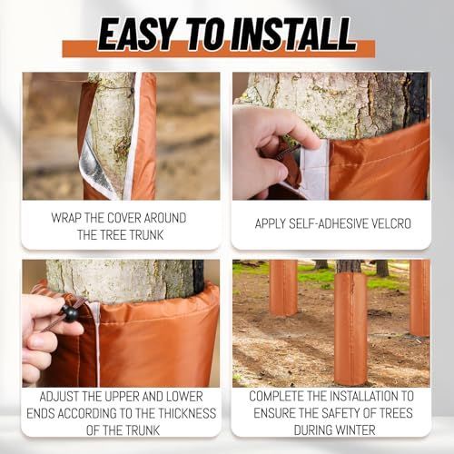 100*30*30cm Palm Tree Root Protectors Winter Protection for Trees Root Self Adhesive Plant Trunk Insulation Cover with Drawstring for Garden Outdoor Cold Weather Plants Trunk Protection - Orange