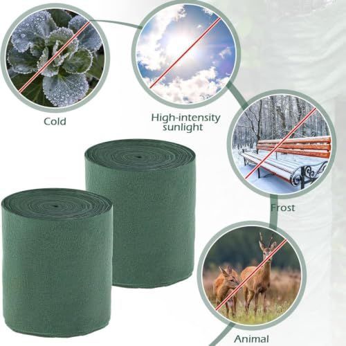 2Pack 15m Tree Wrap Cold Proof Cloth Thick Garden Greening Warm Wrap Sun Protection and Frost Resistance for Winter Plants, 0.12-15M - Green - Size 2Pack