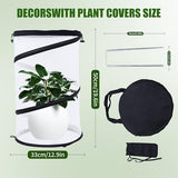 1Pack Pop Up Insect Barrier Plant Cover Net, 19.6" x 11.8" Round Foldable Plant Protectors Mesh Plant Enclosure, Garden Net Cage Guard Cover with Stakes & Carry Bag for Protect Plants from Bird Insect - White