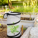 4Pack Pop Up Insect Barrier Plant Cover Net, 19.6" x 11.8" Round Foldable Plant Protectors Mesh Plant Enclosure, Garden Net Cage Guard Cover with Stakes & Carry Bag for Protect Plants from Bird Insect - White