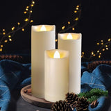 Battery Operated Candles with Timer in Waterproof Flameless Led Pillar Candles, Small, Slim Electric Fake Lights for Wedding Halloween Christmas Table Centerpieces - Yellow - Size 3Pack