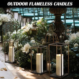 Battery Operated Candles with Timer in Waterproof Flameless Led Pillar Candles, Small, Slim Electric Fake Lights for Wedding Halloween Christmas Table Centerpieces - Yellow - Size 3Pack - Side View