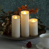 Battery Operated Candles with Timer in Waterproof Flameless Led Pillar Candles, Small, Slim Electric Fake Lights for Wedding Halloween Christmas Table Centerpieces - Yellow - Size 3Pack - Low Angle