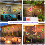 1Pack Metal Flamingo Outdoor Wall Decor, Solar Ambient Landscape Lights with Flower LED Auto On/Off, Flamingos Wall Decoration Light for Villa Garden Courtyard Decor - Pink