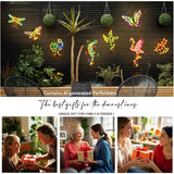 2Pack Metal Flamingo Outdoor Wall Decor, Solar Ambient Landscape Lights with Flower LED Auto On/Off, Flamingos Wall Decoration Light for Villa Garden Courtyard Decor - Pink