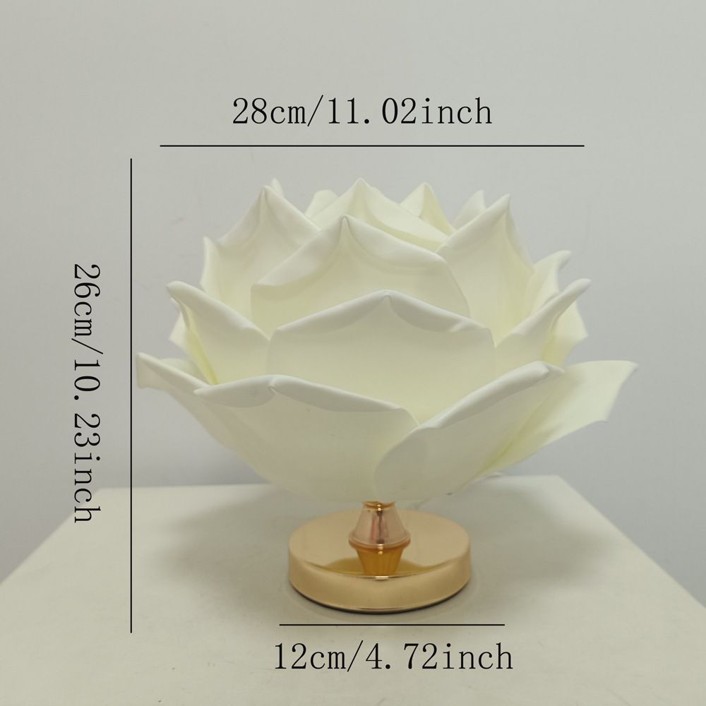 Dimmable Rose Shape Table Lamp - Romantic Floral Ambient Light with Metal Base for Bedroom, Living Room, and Lover Girlfriend Gift Wedding Anniversary Occasions - Pink - Size 15.7x11Inches