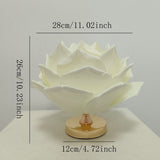 Dimmable Rose Shape Table Lamp - Romantic Floral Ambient Light with Metal Base for Bedroom, Living Room, and Lover Girlfriend Gift Wedding Anniversary Occasions - White - Size 15.7x11Inches - Rear View