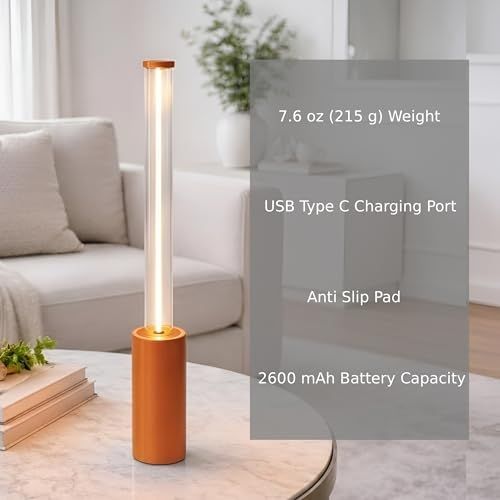 Cordless Table Lamp Rechargeable, Black Aluminum Touch LED Lamp, Dimmable 2200K Warm White, USB-C Charging, 3 Modes, for Bedroom & Dining - Black - Size 30*4cm