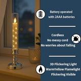 4PCS Flameless LED Candles, Flickering Battery Operated Candles with Embedded Star String Lights, Romantic Decorative Candles Table Decor for Home Wedding Room Christmas Decorations - Gold - Size 25.5*5.5cm