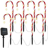 Set of 8 Candy Cane Christmas Decorations Solar Energy Christmas Crutch Ground Lamp Outdoor Plug-in Candy Crutch Lawns Landscapes Lamp