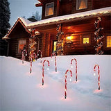 Set of 8 Candy Cane Christmas Decorations Solar Energy Christmas Crutch Ground Lamp Outdoor Plug-in Candy Crutch Lawns Landscapes Lamp