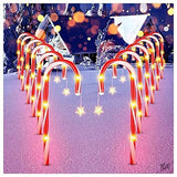 Set of 8 Candy Cane Christmas Decorations Solar Energy Christmas Crutch Ground Lamp Outdoor Plug-in Candy Crutch Lawns Landscapes Lamp