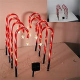 Set of 8 Candy Cane Christmas Decorations Solar Energy Christmas Crutch Ground Lamp Outdoor Plug-in Candy Crutch Lawns Landscapes Lamp