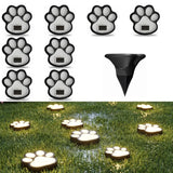 8Pack Paw Solar Lights Outdoor, Cute Dog Paw Solar Lights with 1 LED, Dual White & Warm Light IP65 Waterproof Solar Paw Print Lights for Lawn, Path, Garden Yard Decor - Warm White