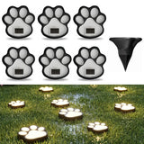 8Pack Paw Solar Lights Outdoor, Cute Dog Paw Solar Lights with 1 LED, Dual White & Warm Light IP65 Waterproof Solar Paw Print Lights for Lawn, Path, Garden Yard Decor - Warm White