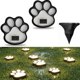 6Pack Paw Solar Lights Outdoor, Cute Dog Paw Solar Lights with 1 LED, Dual White & Warm Light IP65 Waterproof Solar Paw Print Lights for Lawn, Path, Garden Yard Decor - White - Side View