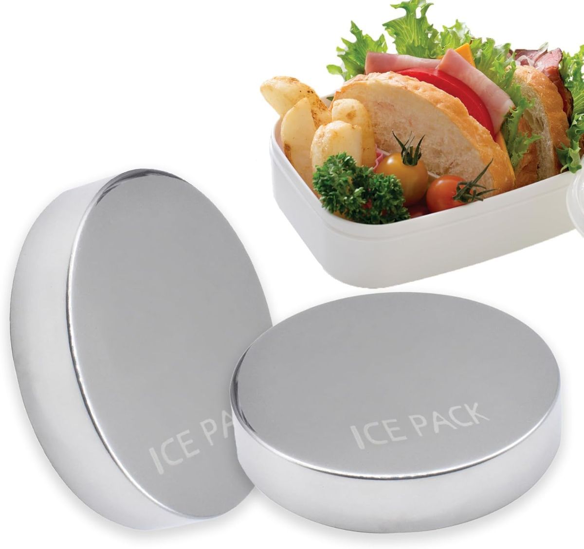 1Pack Portable Stainless Steel Ice Pack Reusable Cooler Pad for Picnic Reusable stainless steel cooling pack keeps food and drinks cold for picnics, lunch bags, camping and travel - Silver - Size 1Pack