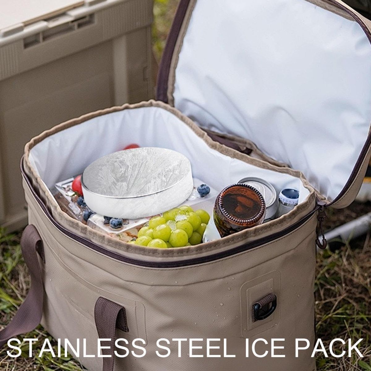 2Pack Portable Stainless Steel Ice Pack Reusable Cooler Pad for Picnic Reusable stainless steel cooling pack keeps food and drinks cold for picnics, lunch bags, camping and travel - Silver - Size 2Pack