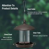 Metal Roof Bird Feeder - Chew Proof for Outdoor Hanging Wild Bird Seeds - Front View