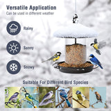 Metal Roof Bird Feeder - Chew Proof for Outdoor Hanging Wild Bird Seeds - Rear View