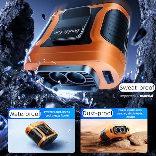 Clip Fan Portable Waist Clip Fan & Neck Fan, Dual Air Vents Strong Airflow Intelligent Digital Display Rechargeable, Wearable Cooling Fan for Outdoor Sports, Travel, Office, and Home Use - Gray - Size 10.7*9.5cm