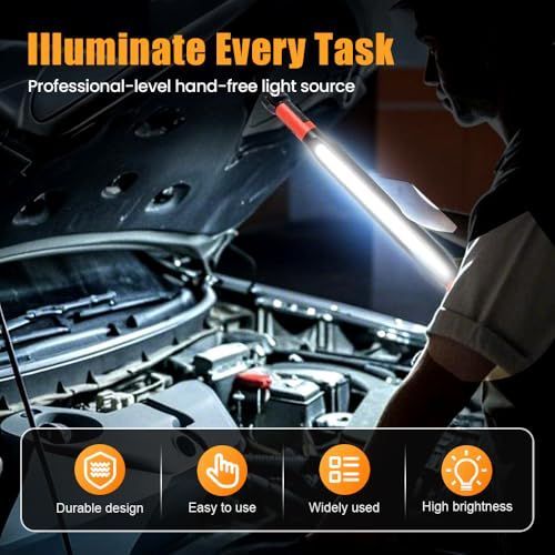 3000LM Rechargeable Magnetic Work Light, 2026 New LED Work Light Bar, Portable Under Hood Works Lights for Automotive Repair, Adjustable Magnetic LED Bar for Mechanics - Green
