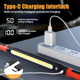 3000LM Rechargeable Magnetic Work Light, 2026 New LED Work Light Bar, Portable Under Hood Works Lights for Automotive Repair, Adjustable Magnetic LED Bar for Mechanics - Red - Side View