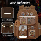 Cute Capybara Backpack with Chic Case and More Pins Ita Bag Cartoon Laptop Travel Utility Funny Going Out Casual Bag(Khaki) - Top-Down View