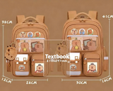 Cute Capybara Backpack with Chic Case and More Pins Ita Bag Cartoon Laptop Travel Utility Funny Going Out Casual Bag(Khaki) - Front View