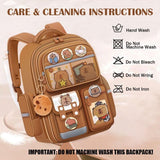 Cute Capybara Backpack with Chic Case and More Pins Ita Bag Cartoon Laptop Travel Utility Funny Going Out Casual Bag(Khaki) - Rear View