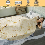Burritos Tortilla Throw Blanket（Beige）, Novelty Funny Round Blanket for Adults & Kids, Soft Flannel Tortilla Wrap Blanket（36