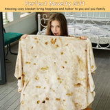 Burritos Tortilla Throw Blanket(Beige), Novelty Funny Round Blanket for Adults & Kids, Soft Flannel Tortilla Wrap Blanket（60