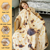 Burritos Tortilla Throw Blanket (Brown), Novelty Funny Round Blanket for Kids & Adults, Soft Flannel Tortilla Wrap Blanket（60",Teenagers）
