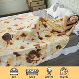 Burritos Tortilla Throw Blanket (Brown), Novelty Funny Round Blanket for Kids & Adults, Soft Flannel Tortilla Wrap Blanket（71", Adults）