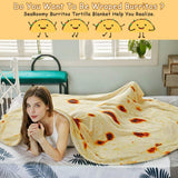Burritos Tortilla Throw Blanket (Yellow), Novelty Funny Round Blanket for Kids & Adults, Soft Flannel Tortilla Wrap Blanket（60