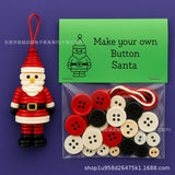 Christmas gift Christmas Button Ornament - Festive Santa Design Craft Kit （green Christmas tree） - Front View
